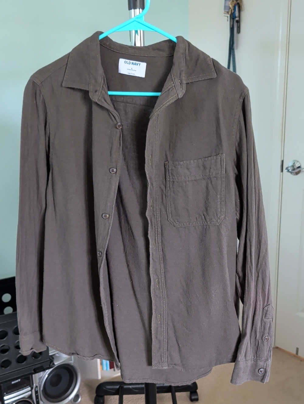 Old Navy Men’s Olive Green Lightweight Button-Front Shirt Jacket